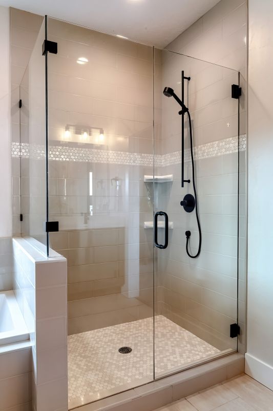 Black Frame Shower with Matte Fixtures